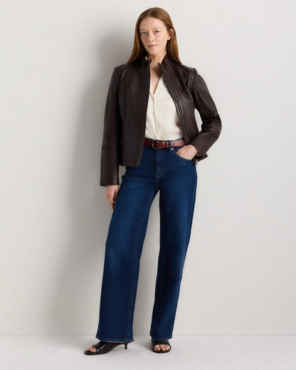 100% Leather Stand-Collar Jacket - US 2862