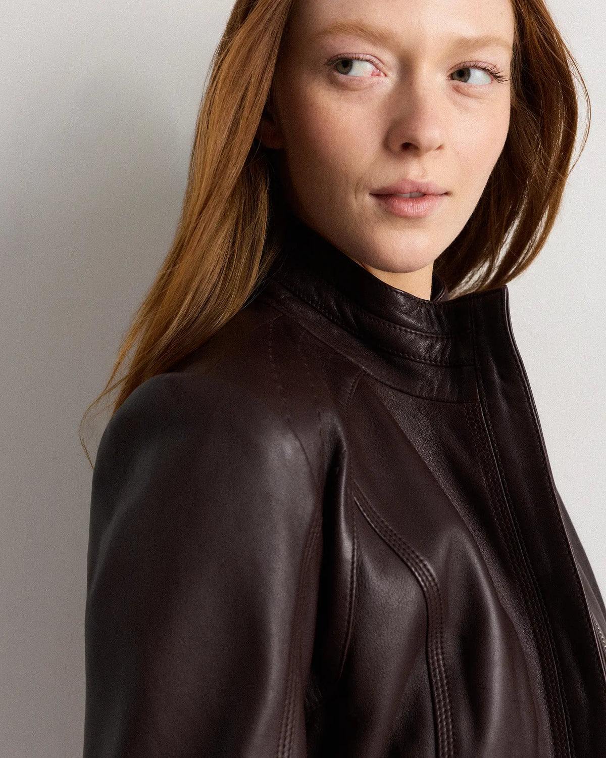 100% Leather Stand-Collar Jacket - US 2862