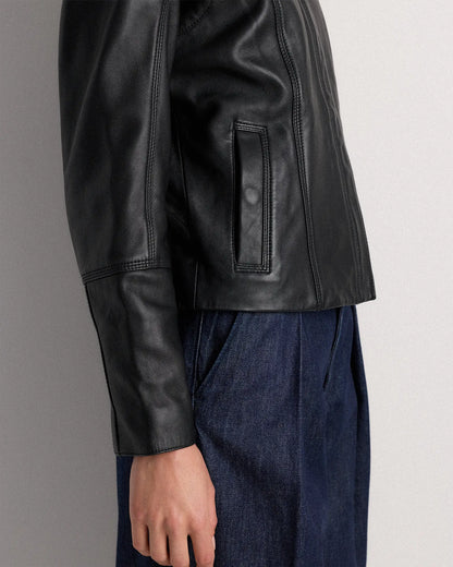 100% Leather Stand-Collar Jacket - US 6607