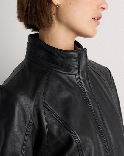100% Leather Stand-Collar Jacket - US 6607