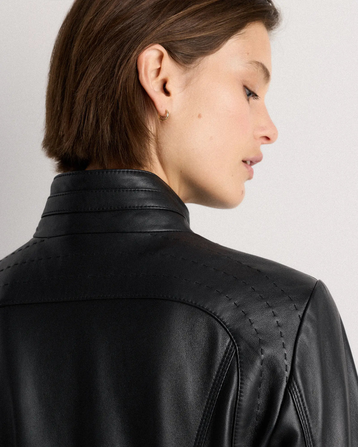 100% Leather Stand-Collar Jacket - US 6607