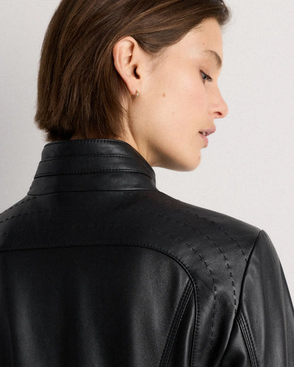 100% Leather Stand-Collar Jacket - US 6607