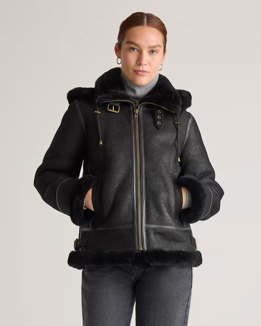 100% Shearling Cold Weather Bomber Jacket - US 3056