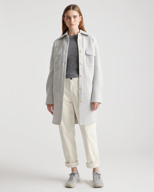 100% Merino Wool Long Shirt Jacket - US 8998
