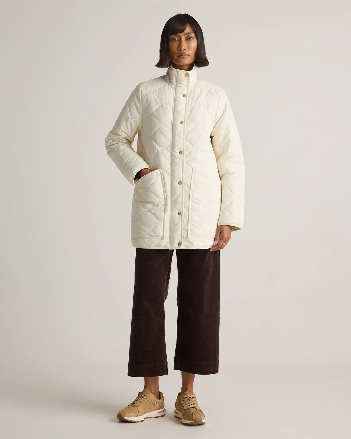 Featherless Quilted Long Puffer Jacket - US 8740