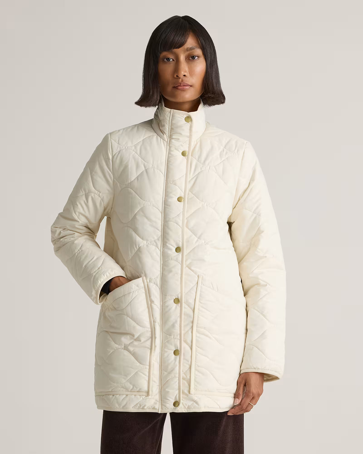 Featherless Quilted Long Puffer Jacket - US 8740