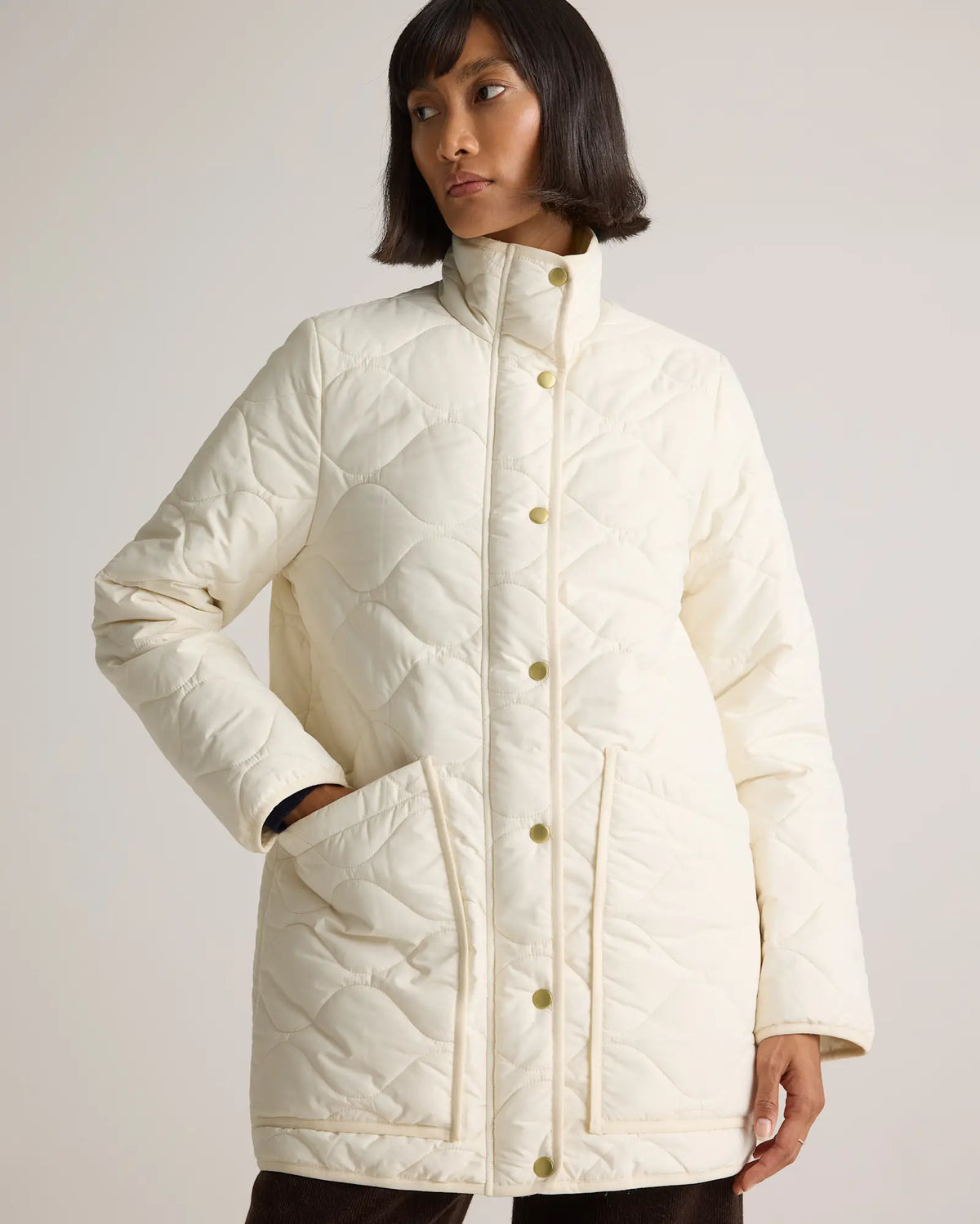 Featherless Quilted Long Puffer Jacket - US 8740