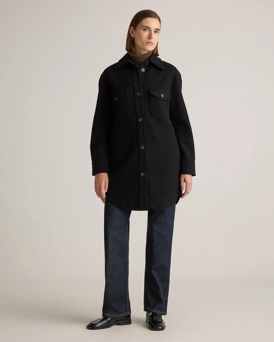 100% Merino Wool Long Shirt Jacket - US 2552