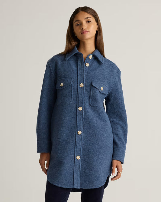 100% Merino Wool Long Shirt Jacket - US 1963