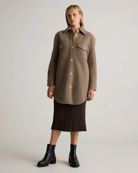 100% Merino Wool Long Shirt Jacket - US 0437