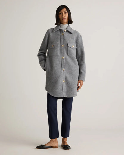 100% Merino Wool Long Shirt Jacket - US 6722