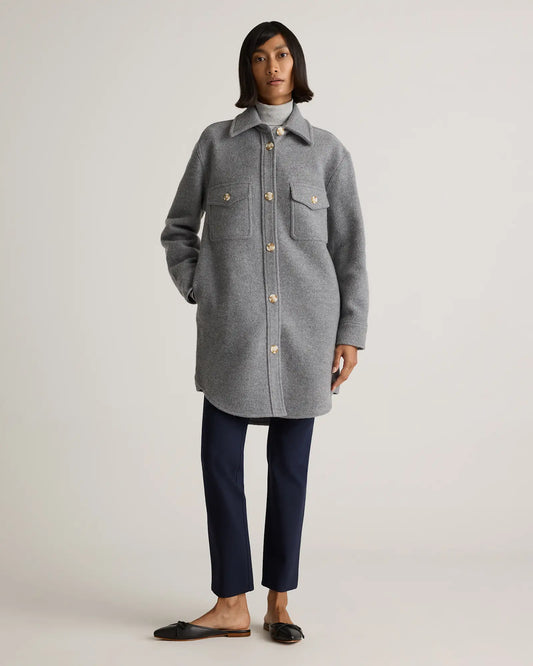 100% Merino Wool Long Shirt Jacket - US 6722