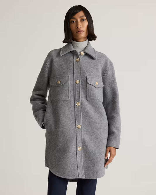 100% Merino Wool Long Shirt Jacket - US 6722