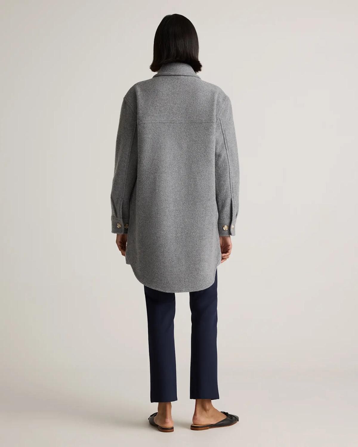 100% Merino Wool Long Shirt Jacket - US 6722