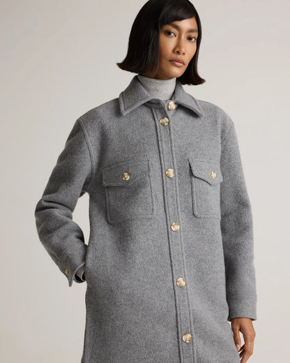 100% Merino Wool Long Shirt Jacket - US 6722