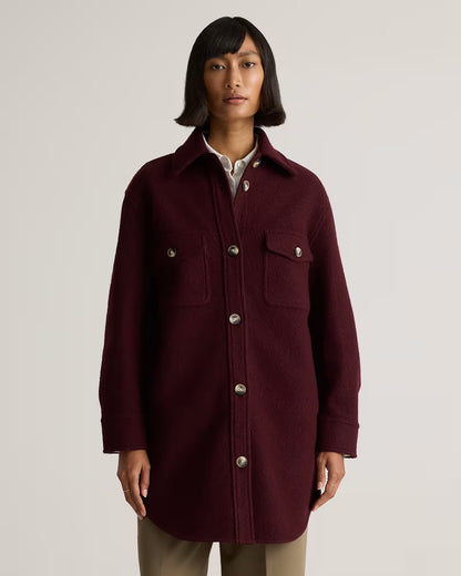 100% Merino Wool Long Shirt Jacket - US 6363