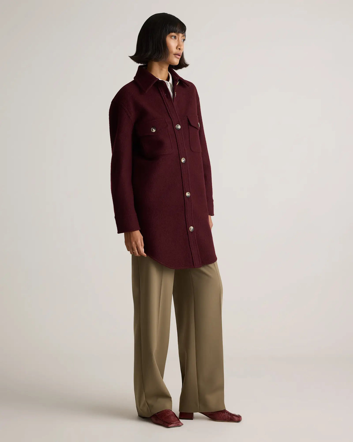 100% Merino Wool Long Shirt Jacket - US 6363