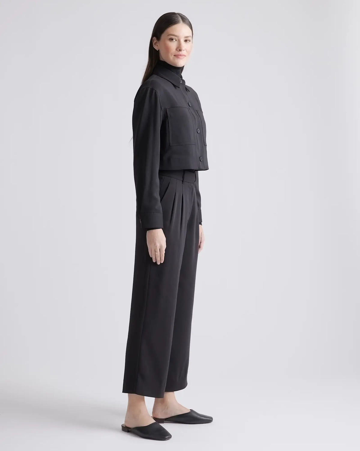 Stretch Crepe Cropped Jacket - US 3584
