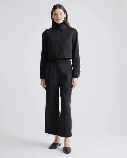 Stretch Crepe Cropped Jacket - US 3584