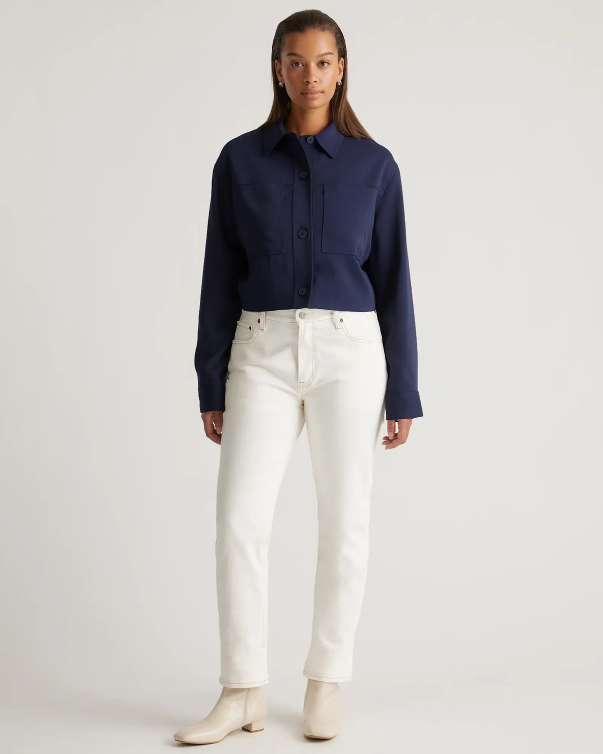 Stretch Crepe Cropped Jacket - US 7773