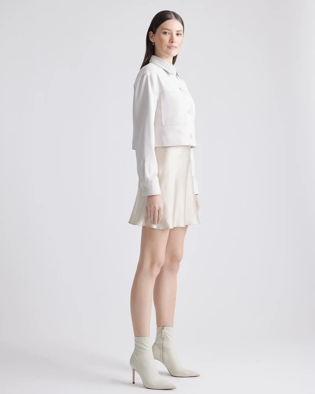Stretch Crepe Cropped Jacket - US 3540