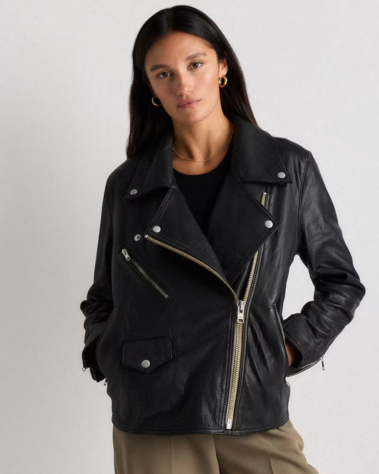 100% Leather Oversized Biker Jacket - US 3927