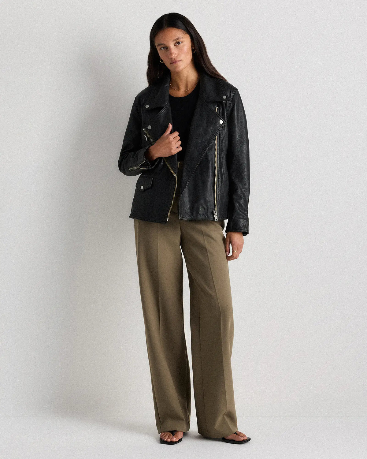 100% Leather Oversized Biker Jacket - US 3927