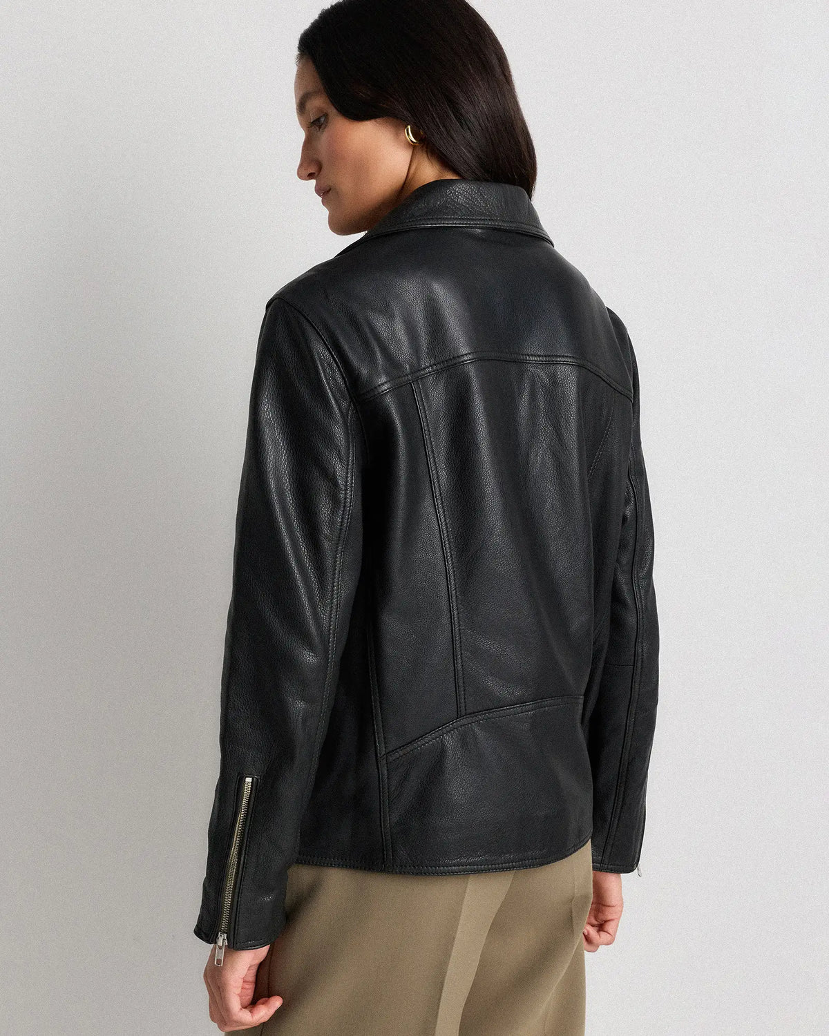 100% Leather Oversized Biker Jacket - US 3927