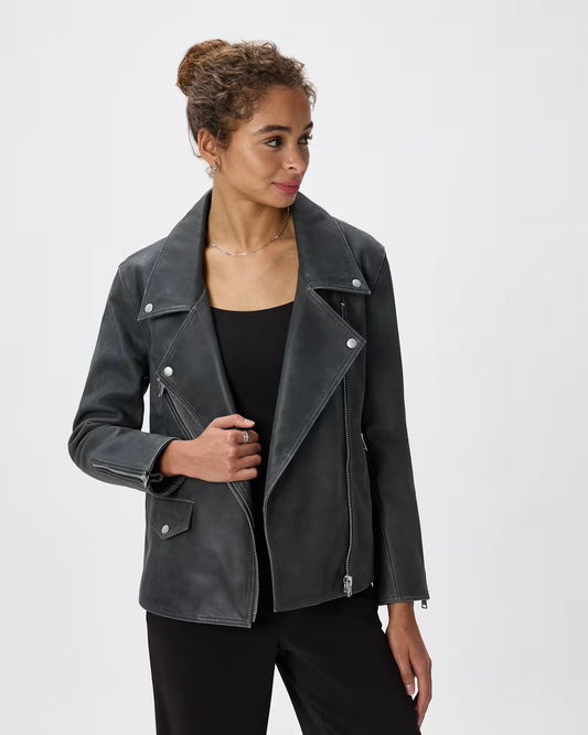 100% Leather Oversized Biker Jacket - US 1029