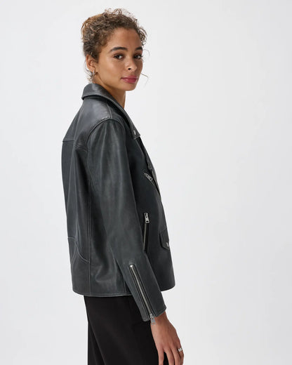 100% Leather Oversized Biker Jacket - US 1029