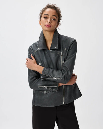 100% Leather Oversized Biker Jacket - US 1029