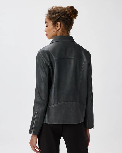 100% Leather Oversized Biker Jacket - US 1029
