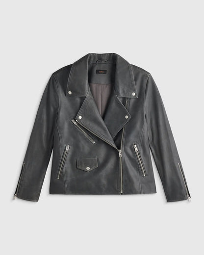 100% Leather Oversized Biker Jacket - US 1029