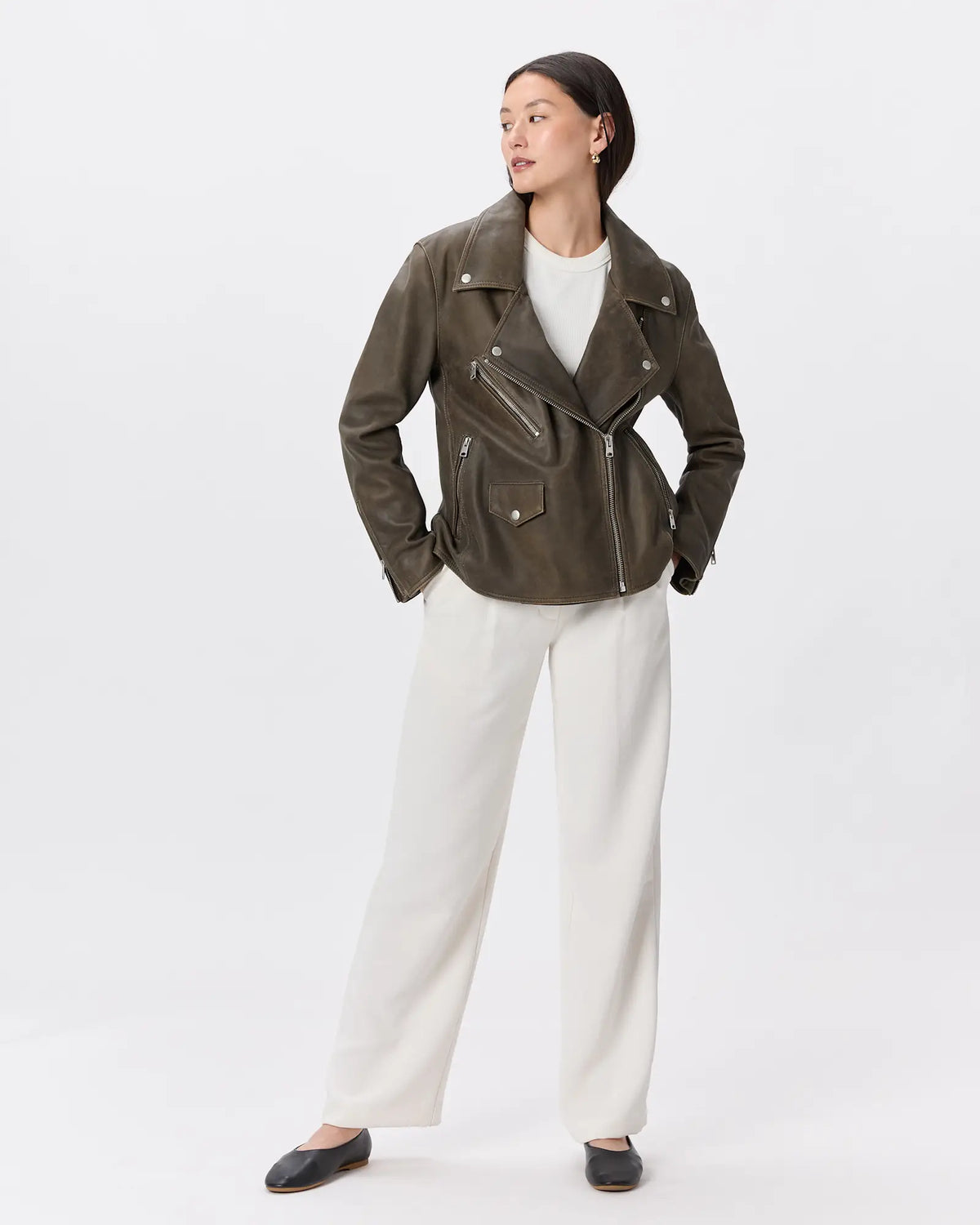 100% Leather Oversized Biker Jacket - US 7980