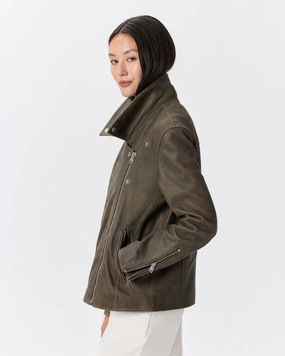 100% Leather Oversized Biker Jacket - US 7980