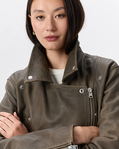 100% Leather Oversized Biker Jacket - US 7980