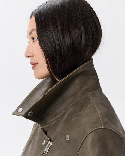 100% Leather Oversized Biker Jacket - US 7980