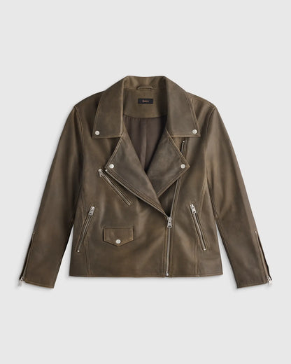 100% Leather Oversized Biker Jacket - US 7980