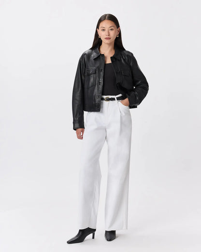 100% Leather Cropped Jacket - US 4351