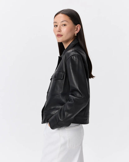 100% Leather Cropped Jacket - US 4351