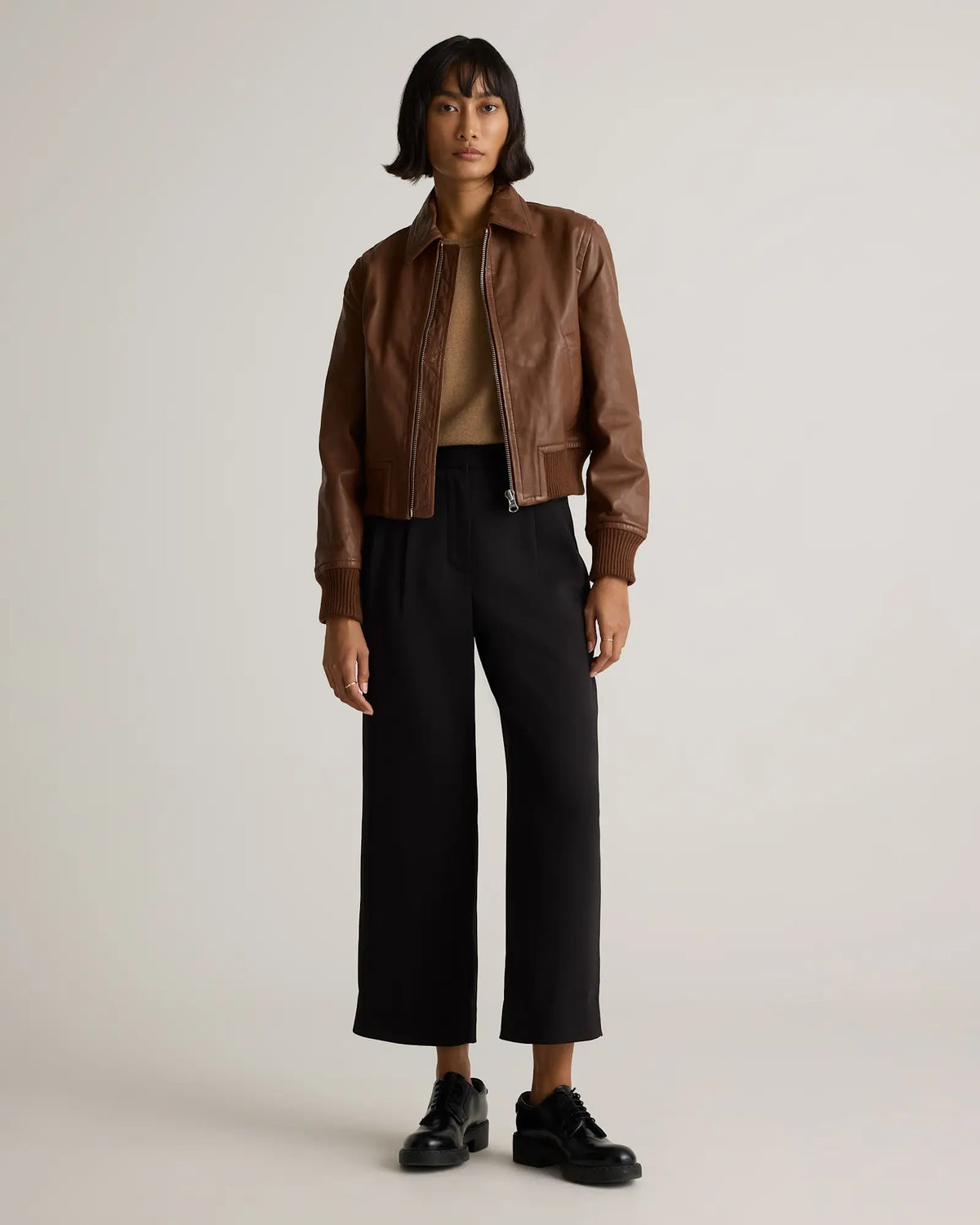 100% Washed Leather Bomber Jacket - US 2343