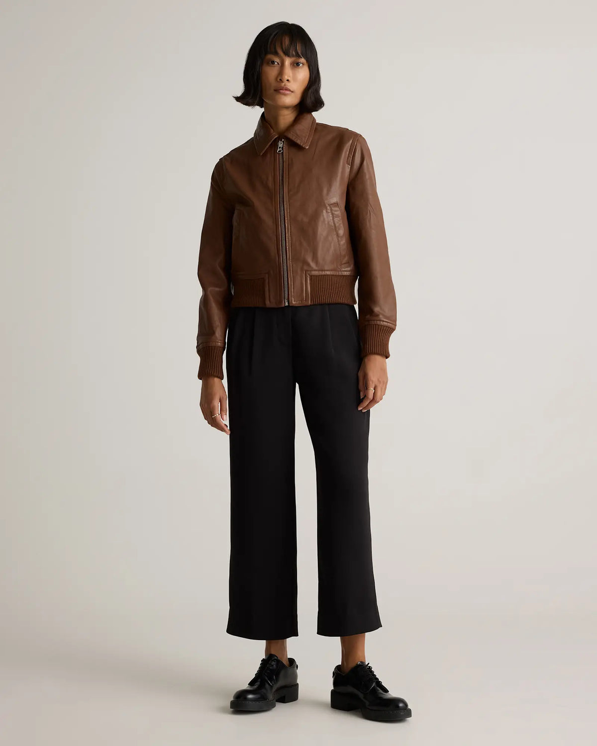 100% Washed Leather Bomber Jacket - US 2343