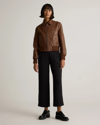 100% Washed Leather Bomber Jacket - US 2343