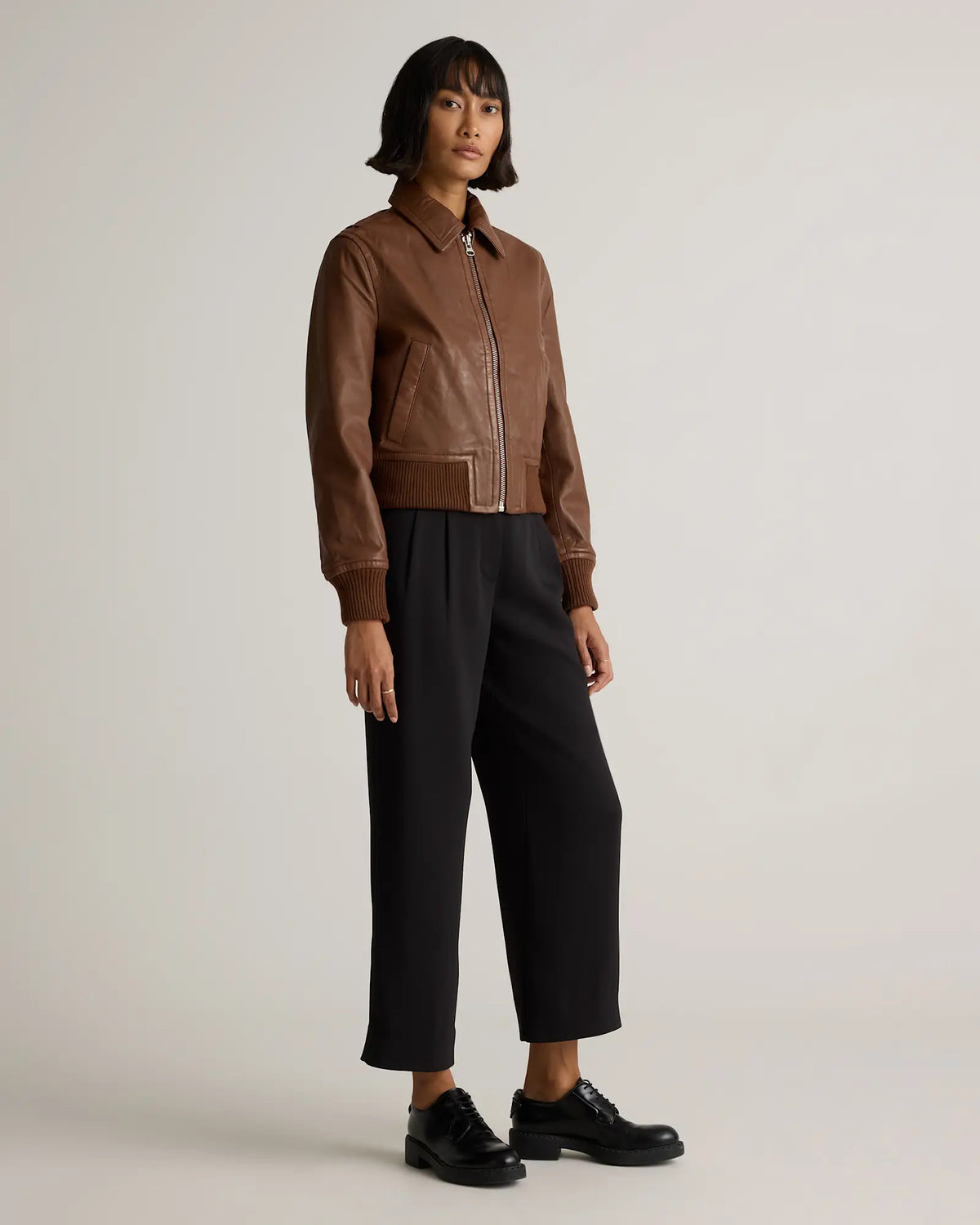 100% Washed Leather Bomber Jacket - US 2343