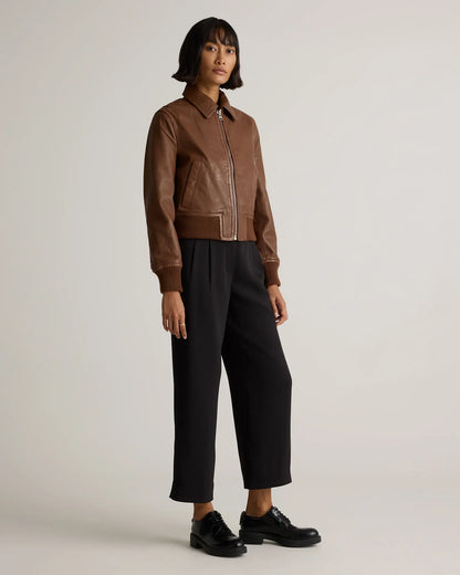 100% Washed Leather Bomber Jacket - US 2343