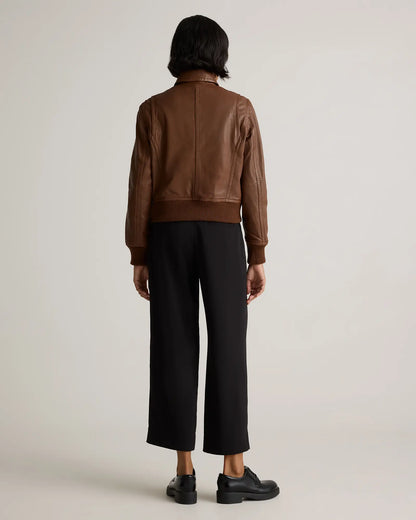100% Washed Leather Bomber Jacket - US 2343