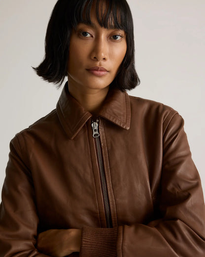 100% Washed Leather Bomber Jacket - US 2343