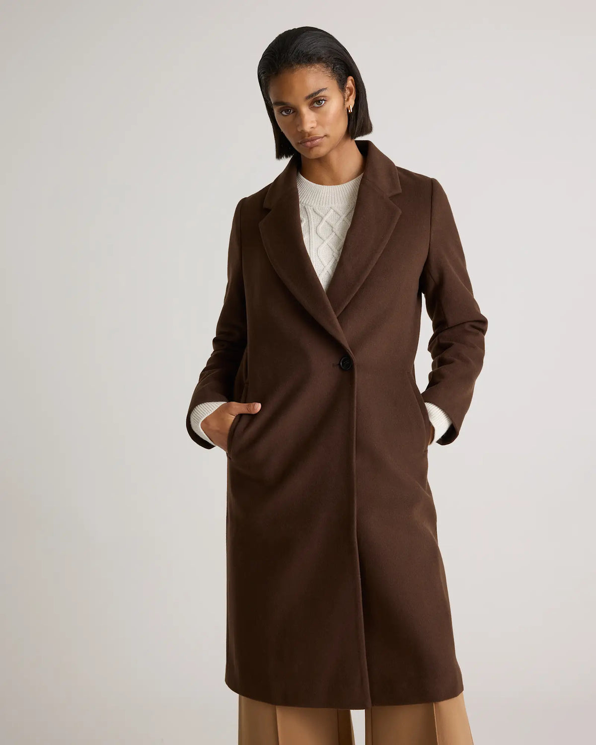 Italian Wool Classic Single-Breasted Coat - US 6621