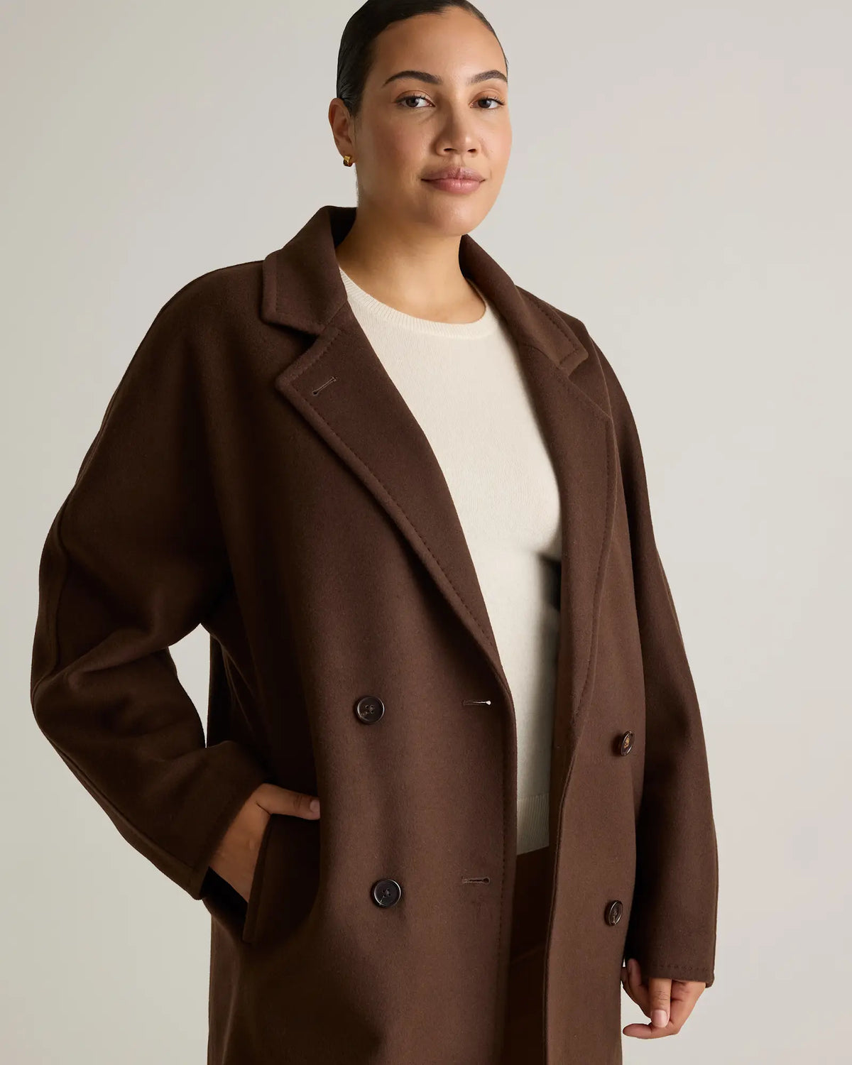 Italian Wool Double-Breasted Slouch Coat - US 7322
