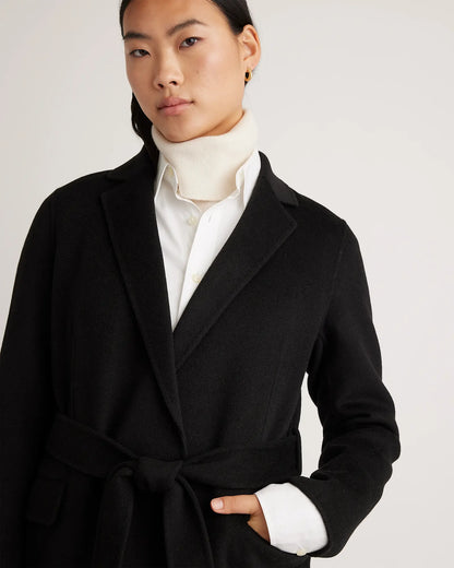 100% Mongolian Cashmere Double-Faced Wrap Coat - US 3960